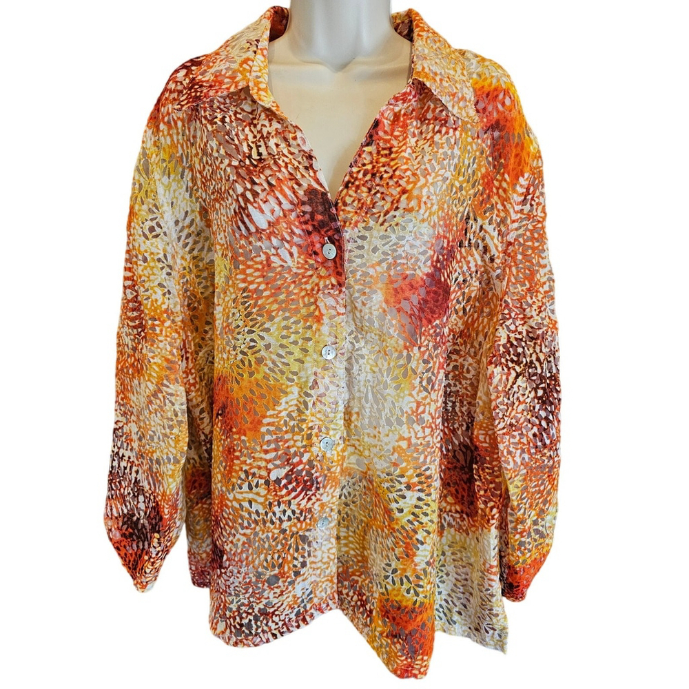 Laura Lane Size 22W Button Up Shaket
